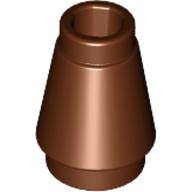 Lego kostka (kostička) kužel 1x1 s drážkou nahoře, červeno hnědá (4529242)